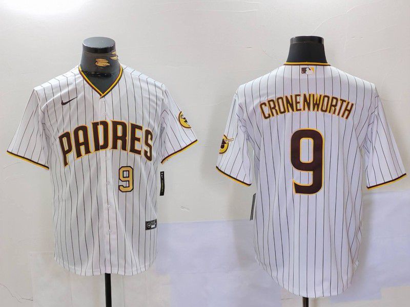 Men San Diego Padres #9 Cronenworth White Stripe Game 2024 Nike MLB Jersey style 4->san diego padres->MLB Jersey